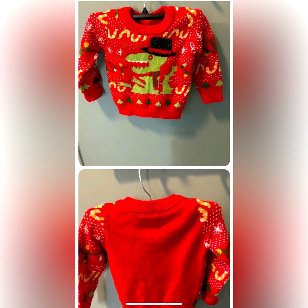 Kids Simplee Acrylic Christmas Top Hat Dinosaur Sweater Size Small 4-5